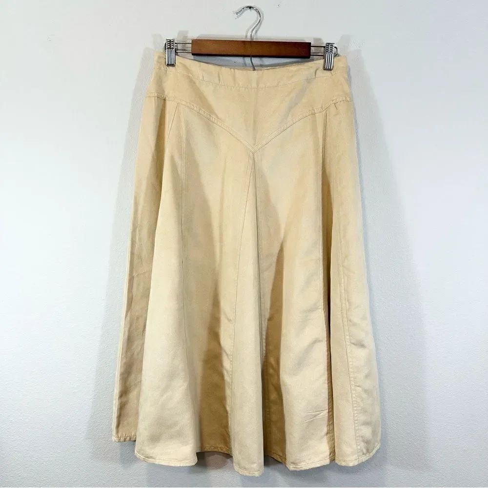 Coldwater Creek Tan A-Line Skirt Faux Suede Size S